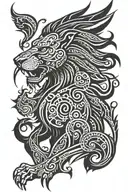 Lion with 4 phoenix  tattoo design idea
