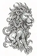 filipino sun lion with 4 hands holding tattoo design idea
