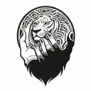 Filipino Sun 5 human hands lion tattoo design idea