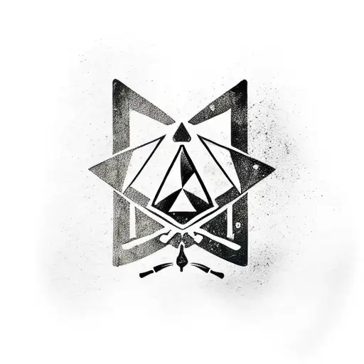 A minimalist design of the Triforce symbol from Zelda combined with a chef's knife tattoo design idea