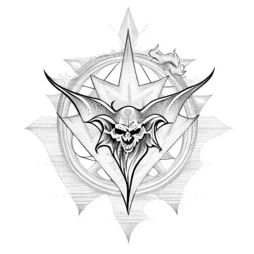 tattoo design, simplistic, all-white background, centered, flash tattoo, hot goth girl, has a satanic vibe to it tattoo design idea