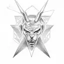 tattoo design, simplistic, all-white background, centered, flash tattoo, hot goth girl, has a satanic vibe to it tattoo design idea