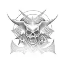 tattoo design, simplistic, all-white background, centered, flash tattoo, hot goth girl, has a satanic vibe to it tattoo design idea