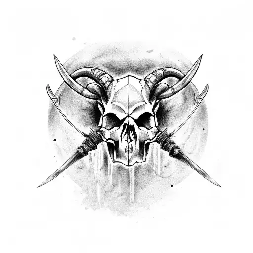 aries skull gothic tattoo design idea