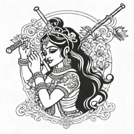 Radha Krishna flute tattoo design idea
