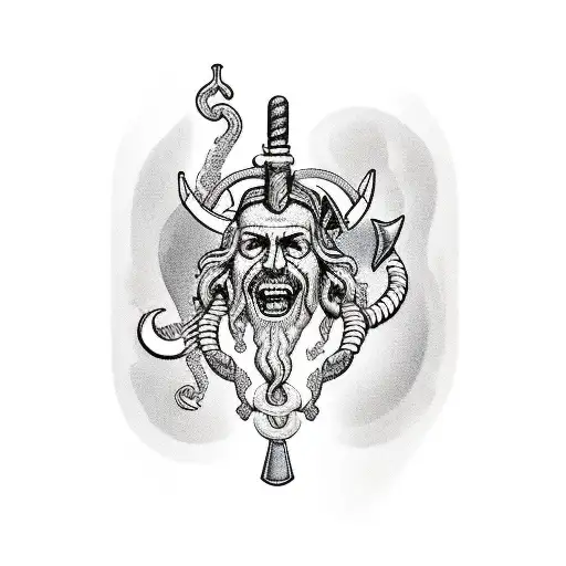 Jazeker. Ik wil een volledige zwart wit sleeve van mijn linkerarm. Ik wil Asclepius met poseidon staand naast elkaar ond tattoo design idea