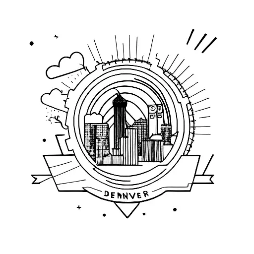 Denver skyline in frame tattoo design idea