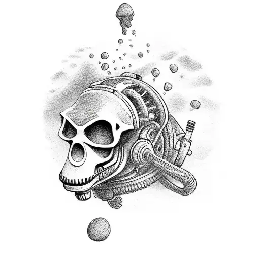 skeleton scuba diving tattoo design idea