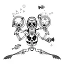 skeleton scuba diving tattoo design idea