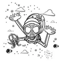 skeleton scuba diving tattoo design idea