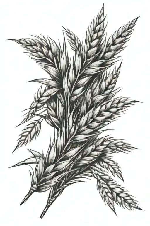 7 ears of wheat tattoo design idea