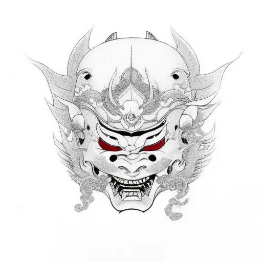 Hannya mask omamori tattoo design idea