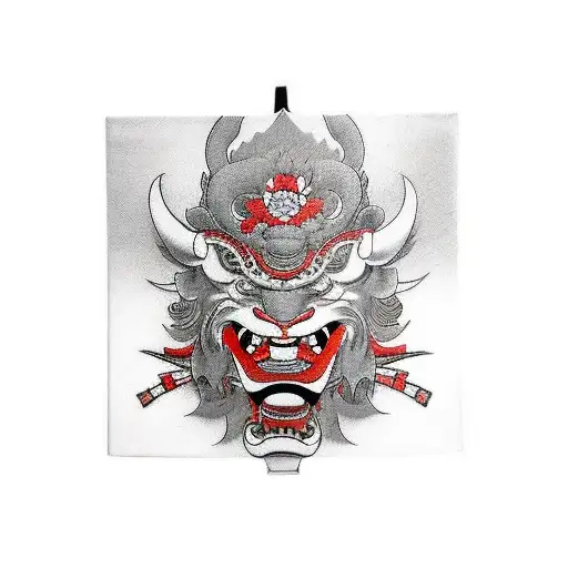 Hannya mask omamori tattoo design idea