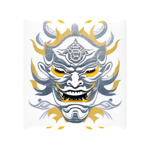 Hannya mask in omamori tattoo design idea