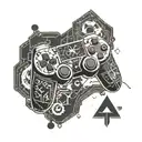 A futuristic PlayStation controller integrated with Arsenal's logo tattoo design idea
