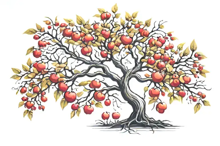 apple tree branches tattoo design idea