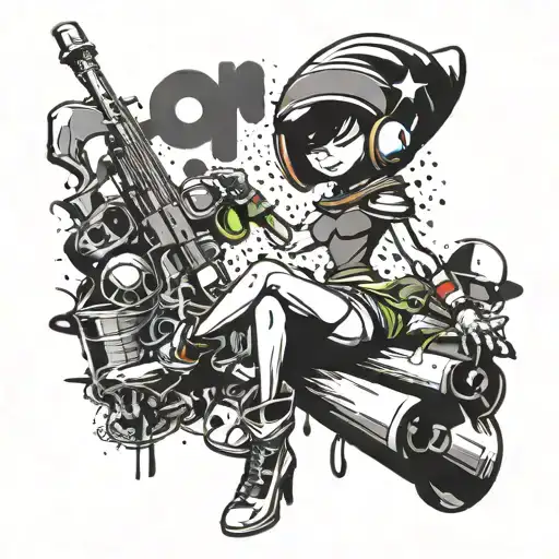 femal marvin the martian pinup girl tattoo design idea