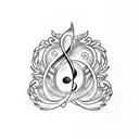 treble clef with two birds tattoo design idea