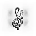 treble clef with two birds tattoo design idea