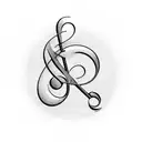 treble clef with two birds tattoo design idea