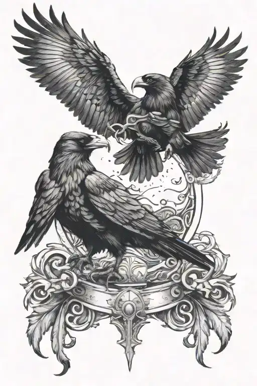 oden with two ravens norse themed tattoo tattoo design idea