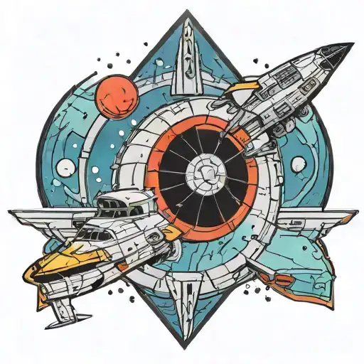 a C shaped startrek enterprise ship tattoo design idea