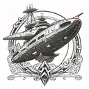 a C shaped startrek enterprise ship tattoo design idea