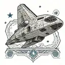 a C shaped startrek enterprise ship tattoo design idea