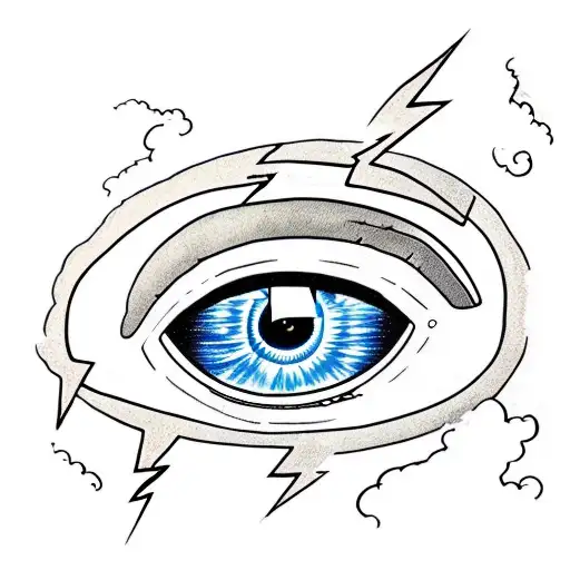an eye with a lightning bolt coming out of it, streetwear graphic design, tattoos of cumulus clouds, scumbling, sad, no  tattoo design idea