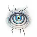 an eye with a lightning bolt coming out of it, streetwear graphic design, tattoos of cumulus clouds, scumbling, sad, no  tattoo design idea