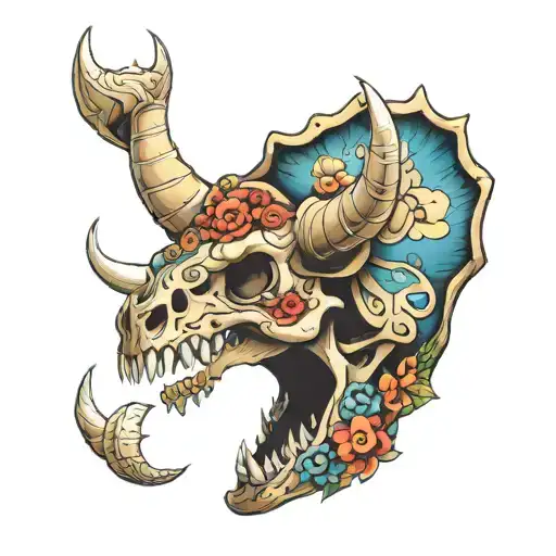 Triceratops Skull tattoo design idea