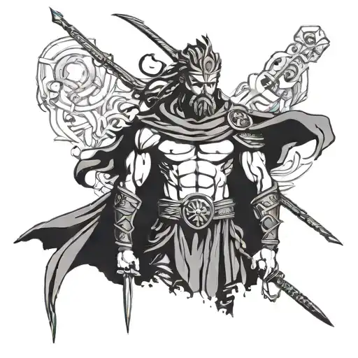 A stoic warrior standing strong, embodying the principles of stoicism and resilience in a bold and striking design tattoo design idea