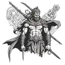 A stoic warrior standing strong, embodying the principles of stoicism and resilience in a bold and striking design tattoo design idea