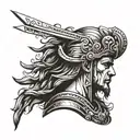 A stoic warrior standing strong, embodying the principles of stoicism and resilience in a bold and striking design tattoo design idea