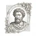 Marcus Aurelius potrait Sleeve with Cardinal Virtues tattoo design idea