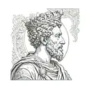 Marcus Aurelius potrait Sleeve with Cardinal Virtues tattoo design idea
