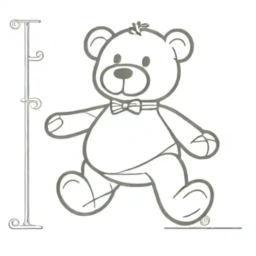 pooky Garfields teddy bear with a p that transforms to a D on the belly tattoo design idea