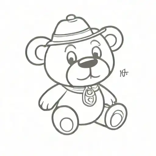 pooky Garfields teddy bear with a p that transforms to a D tattoo design idea