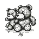 pooky Garfields teddy bear with a p that transforms to a D on the belly tattoo design idea