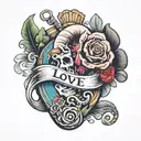 Love beats hate tattoo design idea