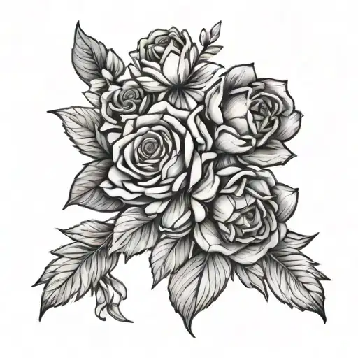 June birth flower bouquet tattoo design idea