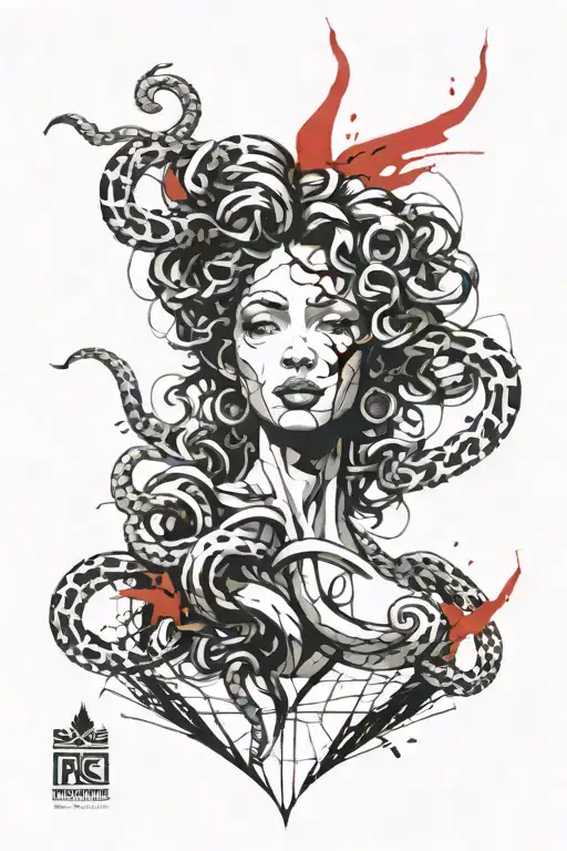 Create a tattoo in polygons creating the face of medusa tattoo design idea