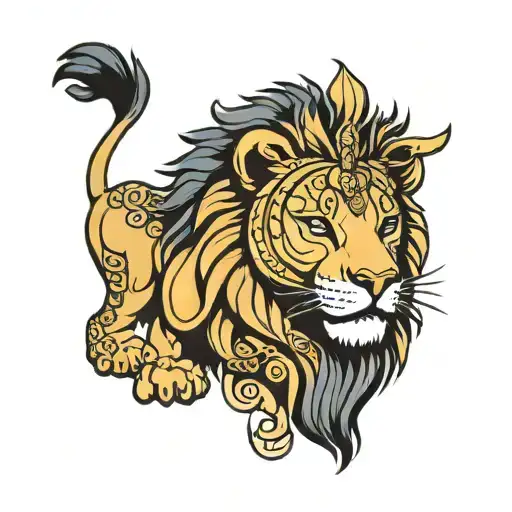 lion, egytian goddess, awakened tattoo design idea