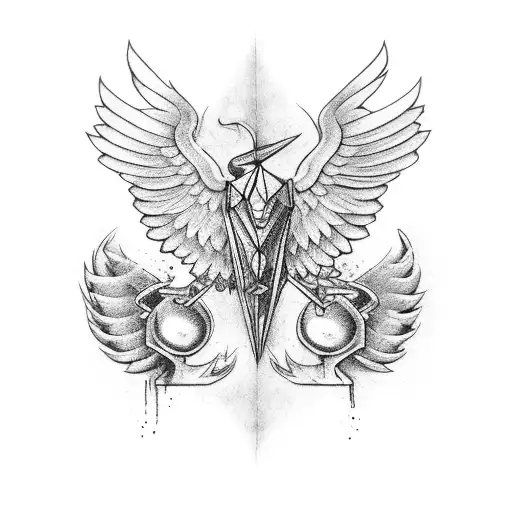 Dumbbell with wings tattoo design idea