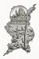 arizona desert landscape tattoo design idea