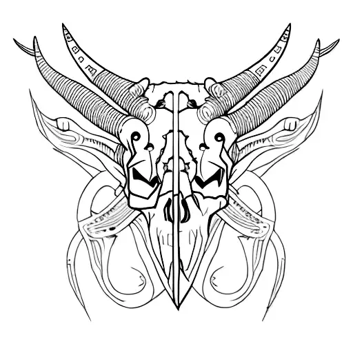 Skull goat tattoo design idea