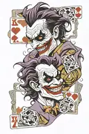 cards, joker two faces one laughing tattoo design idea