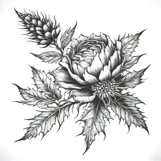 rose thistle  tattoo design idea