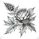 rose thistle  tattoo design idea