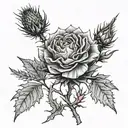 rose thistle  tattoo design idea